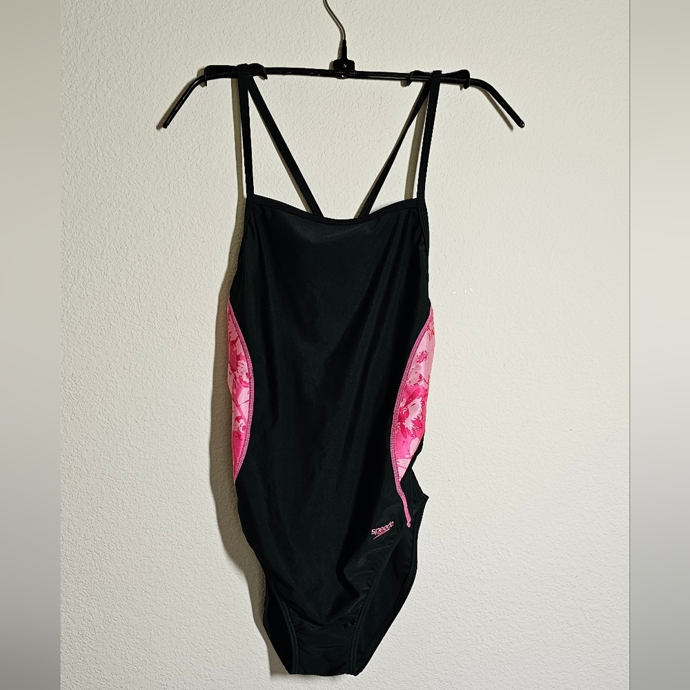 Speedo black and pink racerback swimsuit